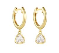 BCughia Orecchini Oro Bianco a Cerchio, Triangolare Moissanite Orecchini Donna in Oro 375/585/750