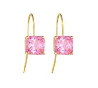 BCughia Orecchini Pendenti Donna Oro Giallo, Princess Cut Sintetico Rosa Zaffiro Orecchini in Oro 750