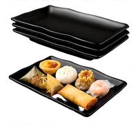 Bcuuozeeing Set di 4 piatti da portata rettangolari, 20,7 x 12,8 x 2,7 cm, piatti da portata in porcellana, riutilizzabili, per dessert, antipasti, piatti da insalata, contorni di frutta