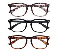 Bcxfbxd 3 paia di occhiali unisex quadrati con cornice blu che bloccano la luce occhiali finti per donne computer lettura lavoro