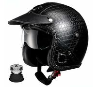 BCYBD 3/4 Mezzo Casco Retro Corteccia Casco Aperto Jet con Maschera Certificato ECE Interno Rimovibile/Cuoio Cappello Lente A Scomparsa Cinturino Rilascio Rapido Unisex M~2XL 57-64cm