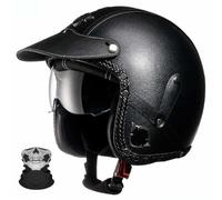 BCYBD 3/4 Mezzo Casco Retro Corteccia Casco Aperto Jet con Maschera Certificato ECE Interno Rimovibile/Cuoio Cappello Lente A Scomparsa Cinturino Rilascio Rapido Unisex M~2XL 57-64cm