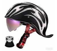 BCYBD Berretto da Baseball Casco Aperto Jet Mezzo Casco con Maschera Certificato ECE Interno Rimovibile Obiettivi Contraibili Cinturino di Rilascio Rapido per Uomini Donne M~2XL 57-64cm