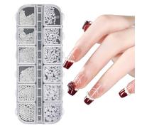 Bczhieulw 1 Scatola con 12 Scomparti Brillantini Unghie,Decorazioni Unghie,Half Round,Nail Art,Strass Unghie,Flatback Perle,Brillantini Viso,Può essere Utilizzato per la Manicure e la Decorazione del