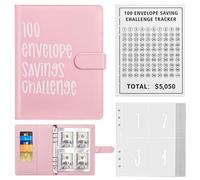 Bczhieulw 100 Envelope Saving Challenge, A5 Libro Del Risparmio, Agenda Risparmio Soldi Con Buste, Budget Planner, Money Binder, Per Coppie, Scuola e Casa (Rosa)