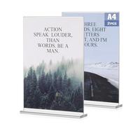 Bczhieulw 2 PCS Espositore plexiglass a4，porta menu da tavolo，espositore a4，adatto per cartoncini formato A4, ideale per esporre pubblicità, volantini, brochure（21 x 29.7 cm）