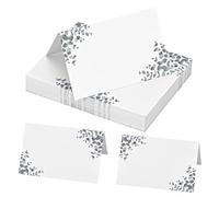 Bczhieulw 50PCS Segnaposto Cartellini, Stile foglia di eucalipto ,Tavolo per Comunione, Battesimo, Matrimonio, Compleanno, Cresima, Laurea, Festa, Bomboniere,85 mm x 55 mm(Piegato)