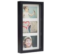BD ART 3D Box Cornice per Foto 18x35 cm Profonda 3 cm Cornice Foto con Foglio Plexiglass Trasparente - Bianco Passe-partout za 3 Foto 10 x 15 cm Nero Decorazioni Fai da Te