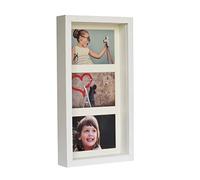 BD ART 3D Box Cornice per Foto 18x35 cm Profonda 3 cm Cornice Foto con Foglio Plexiglass Trasparente - Bianco Passe-partout za 3 Foto 10 x 15 cm bianco Decorazioni Fai da Te