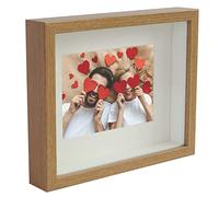 BD ART 3D Box Cornice per Foto 20x25 cm Profonda 3 cm Cornice Foto con Foglio Plexiglass Trasparente - Bianco Passe-partout 13x18 cm Quercia Decorazioni Fai da Te