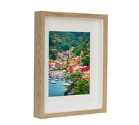 BD ART 3D Box Cornice per Foto 28x35 cm Profonda 3 cm Cornice Foto con Foglio Plexiglass Trasparente - Bianco Passe-partout 20x25 Quercia Rustico Decorazioni Fai da Te