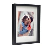 BD ART 3D Box Cornice per Foto 28x35 cm Profonda 3 cm Cornice Foto con Foglio Plexiglass Trasparente - Bianco Passe-partout 20x25 Nero Decorazioni Fai da Te