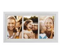 BD ART Cornice portafoto collage 18x35 per tre foto con passepartout 10x15 cm, cornice moderna in MDF bianco per appendere alla parete o posizionare su un mobile