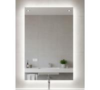 BD ART Specchio da parete, specchio da bagno, grande specchio, specchio per tutto il corpo, con illuminazione a LED, specchio da parete per bagno con illuminazione (Luna, 50 x 70 cm)