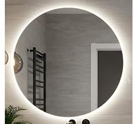BD ART - Specchio da parete - Specchio da bagno - Tondo - Diametro: 80 cm - Con illuminazione LED - Colore della luce: bianco freddo 4200 K - IP44 - Grande specchio - Specchio completo - Specchio da