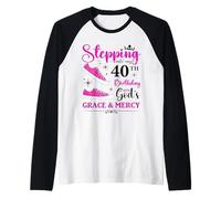 BD - BD da Donna con Scritta in Inglese 40th Birthday 40 Years Old Funny Bday Queen Maglia con Maniche Raglan