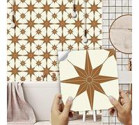 BDAYEK Adesivi per Piastrelle Tile Stickers Yellow Brown StarsPVC Self Adhesive Stick on Bathroom Tiles Heat Wall Kitchen on Sticker(30x30cm/10 PCS)