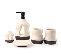 BDAYEK Set di Accessori per Il Bagno Set di 5 Accessori for Il Bagno, Due Bicchieri for spazzolini, Un Dispenser Sapone, Una Tazza Decorativa for aromaterapia e Piatto portaoggetti for