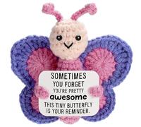 BDBFPAN Emotional Support - Peluche a forma di farfalla, all'uncinetto, per fidanzata, per supporto emotivo, 8 x 8 cm, per incoraggiamento quotidiano