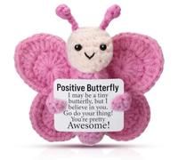 BDBFPAN Emotional Support, peluche a forma di farfalla all'uncinetto, rosa positiva per coppie, simpatico elemento decorativo per auto e scrivania