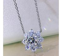BDDCYWY 925 Argento Sterling da 8 mm Moissanite Gemstone Fiori del Matrimonio Collana a Sospensione per Donne Regalo di Gioielli