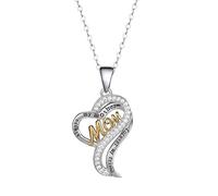 BDDCYWY Collana a Catena in Oro Bianco 18k, collane a Pendente a Diamante per Donne Cuore Sempre mia Madre per Sempre Amico Mio rolo Collana Moderna