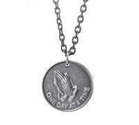 BDDCYWY Collana Semplice, Uomo Catena in Acciaio Inossidabile Argento Preghiere per Mano in Pendente, Lunghezza 60+5 cm di Gioielli per Uomini