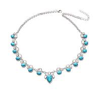 BDDCYWY Collane Colore Fashion Colore Bianco Dichiarazione di Fiori Verde Perline Collane per ciondoli per Donne (Colore in Metallo: Argento) (Un Argento)