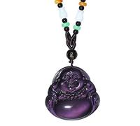 BDDCYWY Feng Shui Obsidian Necklace Occhio Arcobaleno Naturale prezioso Gemma in Pietra Gemma in Cristallo Buddha Amuleto a Ciondolo di Buddha Intagliato Attrarre Denaro per Il Gigante Magli