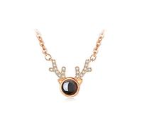 BDDCYWY Gioielli/collane collane, collane per Donne ， Forma della Corna, intagliata Micro nel Cerchio 100 Lingue Ti Amo, Lunghezza Totale 14,96 Pollici Pendenti delle Donne