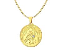 BDDCYWY Gioielli da Uomo Collana, Golden Mary Mother of Jesus Round Medallion CZ Cz Inossidabile Acciaio Inossidabile St Benedict Mens Virgin Mens Accessori alla Moda di Moda Giornata Creativa per