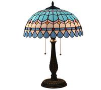 BDDCYWY Lampada da Tavolo in Stile W16H24 Pollici di Altezza Blauw Spot di Vetro colorato in Vetro Base in Lega Antica Soggiorno Camera da Letto Studio Studio Reading scrivania Nordnante Necessario