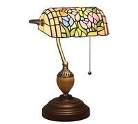 BDDCYWY Lampada da Tavolo scrivania Lotus Ligth Pastoral Style Plampshade in Vetro colorato per la Camera da Letto per Bambini.