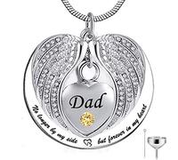 BDDCYWY Non più al mio Fianco, ma per Sempre nel Mio Cuore Memoriale in Acciaio Inossidabile Cremazione Urn Pendants Collana per Cenere - papà