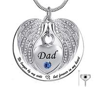 BDDCYWY Non più al mio Fianco, ma per Sempre nel Mio Cuore Memoriale in Acciaio Inossidabile Cremazione Urn Pendants Collana per Cenere - papà