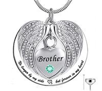 BDDCYWY Non più al mio Fianco, ma per Sempre nel Mio Cuore Memoriale in Acciaio Inossidabile Cremazione Urn Pendants Collana per Cenere - Fratello