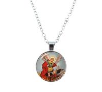 BDDCYWY Prodotti da Ragazza 925 Sterling Silver Saint Michael Collana per Donne e Uomini, Collana Gemma di Vetro Archangel St.Michael Protect Me Saint Shield Protection Charm, St Michael Collace,
