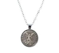 BDDCYWY Prodotti da Ragazza 925 Sterling Silver Saint Michael Collana per Donne e Uomini, Collana Gemma di Vetro Archangel St.Michael Protect Me Saint Shield Protection Charm, St Michael Collace,