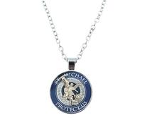 BDDCYWY Prodotti da Ragazza 925 Sterling Silver Saint Michael Collana per Donne e Uomini, Collana Gemma di Vetro Archangel St.Michael Protect Me Saint Shield Protection Charm, St Michael Collace,