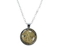 BDDCYWY Prodotti da Ragazza 925 Sterling Silver Saint Michael Collana per Donne e Uomini, Collana Gemma di Vetro Archangel St.Michael Protect Me Saint Shield Protection Charm, St Michael Collace,