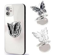 BDEPSTR 2 Pcs Butterfly Mobile Phone Ring Holder Rotation, 360° Rotation, Universal Compatible for All Smartphones, Mobile Phone Cases-Scuro,Bianco