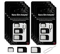 BDEPSTR Adattatore Sim,8 Pezzi Adattatore per Scheda Sim 4 in 1, Set di Adattatori per Scheda Sims, Facile Conversione, Kit per Schedas Sims e Pin di Espulsione, per Smartphone