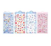 BDEPSTR Adesivi 3D Puffy Gonfi Set da 4 per Bambini - Impermeabili e Adorabili - Applicabili su Album, Agende, Telefoni e Bottiglie - Modello C