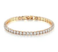 BDEPSTR Tennis Bracciale Donna Argento Oro, Braccialetto Tennis Zirconi, Braccialetti Diamond, Bracciale Strass Donna per Donne Ragazze Regalo Gioielleria