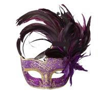 BDFJEDS Maschera di Piume Maschere di piume, maschere a mezzo volto, for feste, matrimoni, principesse, balli in maschera, Halloween(Purple Long feather)