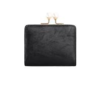 BDFJEDS Portafoglio da donna corto compatto a tre strati di grande capacità retrò con perle Multi porta carte/portamonete ZeroWallet(Color 1)