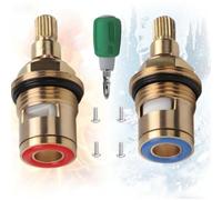 BDHDHWEFE 1 paio di cartucce ricambio for rubinetto a disco in ceramica in ottone caldo e freddo, un quarto giro G1/2", valvola for a 20 denti(50-10 mm)