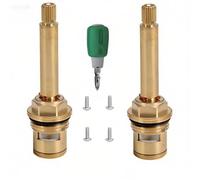 BDHDHWEFE 1 Paio di Sostituzione della Cartuccia del Rubinetto in Ottone Caldo e Freddo, Valvola a Stelo a Disco in Ceramica da 20 Denti G1/2" con Viti Cacciavite for la Riparazione(2-15/16"-3/8")