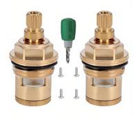 BDHDHWEFE 1 Paio di Sostituzione della Cartuccia del Rubinetto in Ottone Caldo e Freddo, Valvola a Stelo a Disco in Ceramica da 20 Denti G1/2" con Viti Cacciavite for la Riparazione(1-7/8"-3/8")