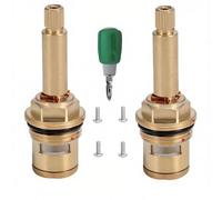 BDHDHWEFE 1 Paio di Sostituzione della Cartuccia del Rubinetto in Ottone Caldo e Freddo, Valvola a Stelo a Disco in Ceramica da 20 Denti G1/2" con Viti Cacciavite for la Riparazione(2-11/16"-3/8")